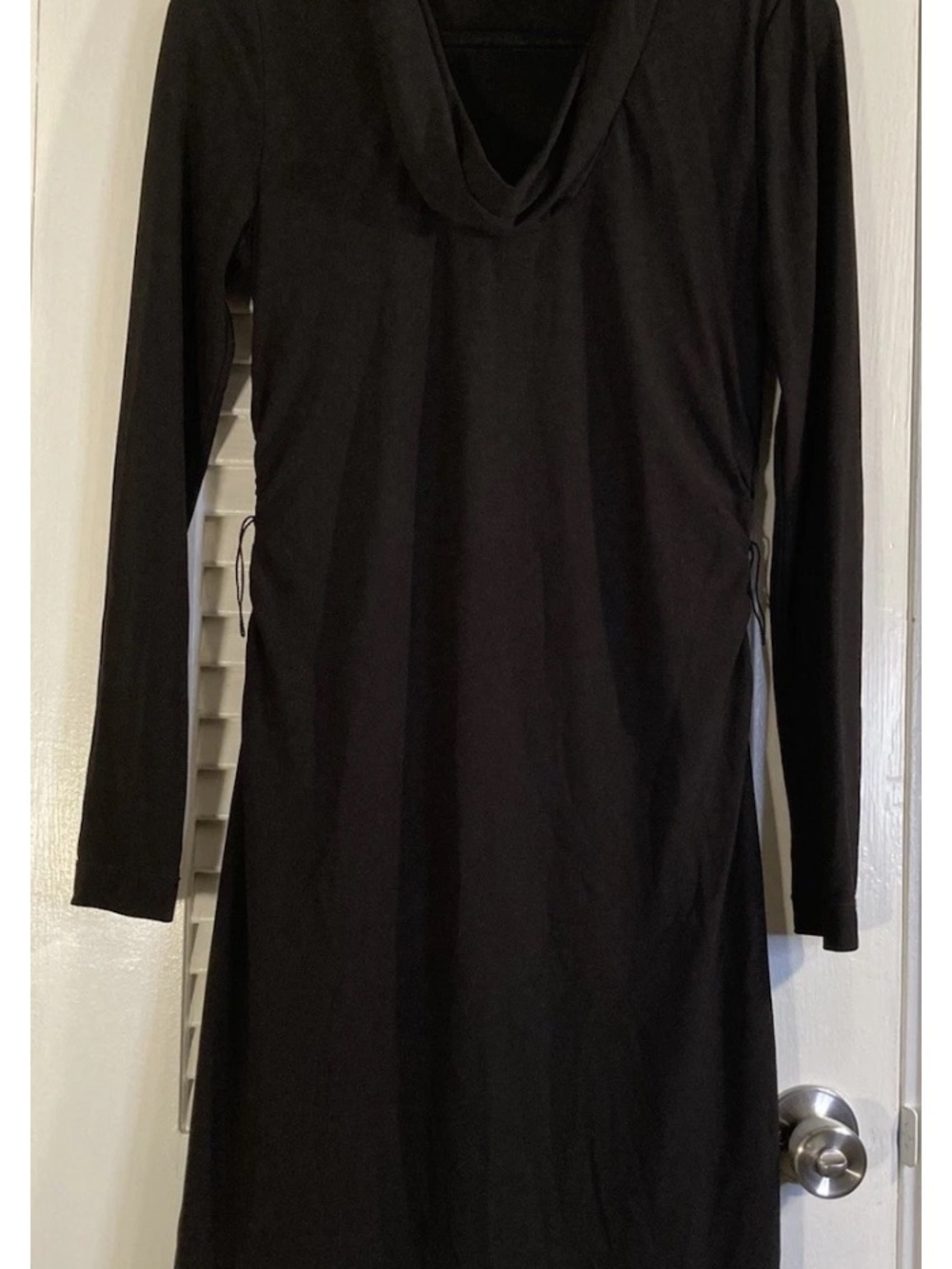 White House Black Market Black Long-Sleeve Cowl Neck Dress
